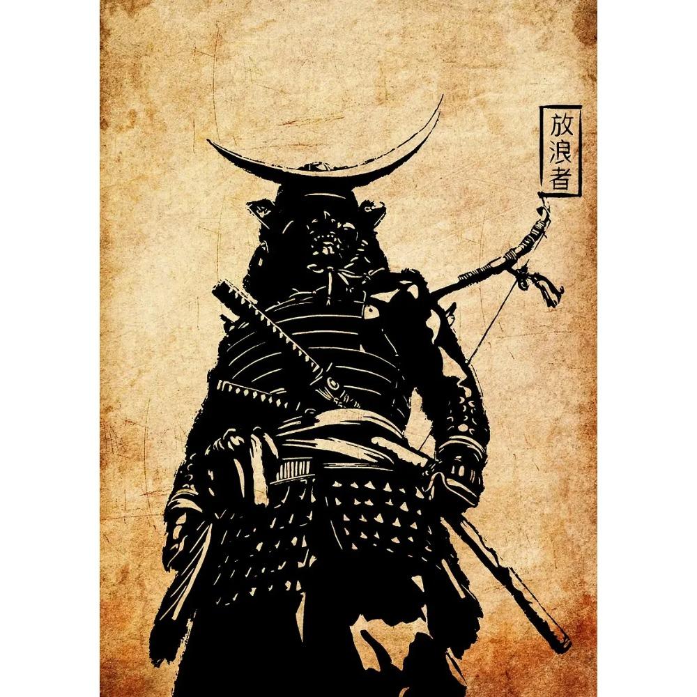 Japanese Silhouette Samurai Art Red Sun Koi Fish Posters Bamboo Modern Prints Canvas Wall Art Pictures Home Living Room Decor