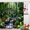 Tropical Jungle Waterfall Shower Curtain Nature Landscape Art Bathroom Decor Green Forest Zen Bath Curtains Modern Home Interior