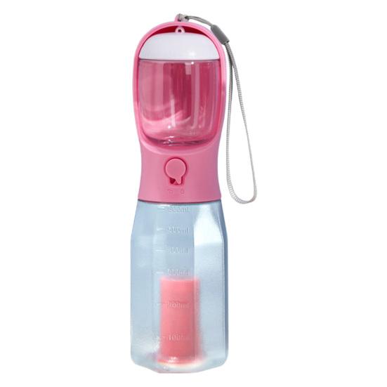 Wasserflasche für Hunde mit Futterspender, Kotbeutelspender, spülmaschinenfest, 600 ml, Wasserspender für Welpen