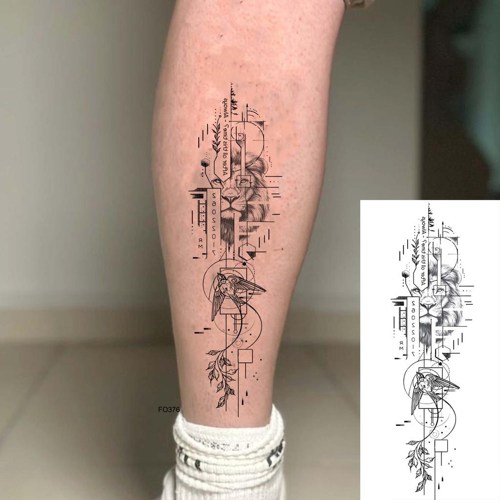 1 Sheet Geometric Planet Mountains Temporary Tattoos For Women Men Forearm Foot, Waterproof Long Lasting Realistic Tatoo Sticker