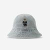 Vintage Washed Denim Bucket Hat Female Face Small Visor Cartoon Bear Embroidery Basin Hat Tide