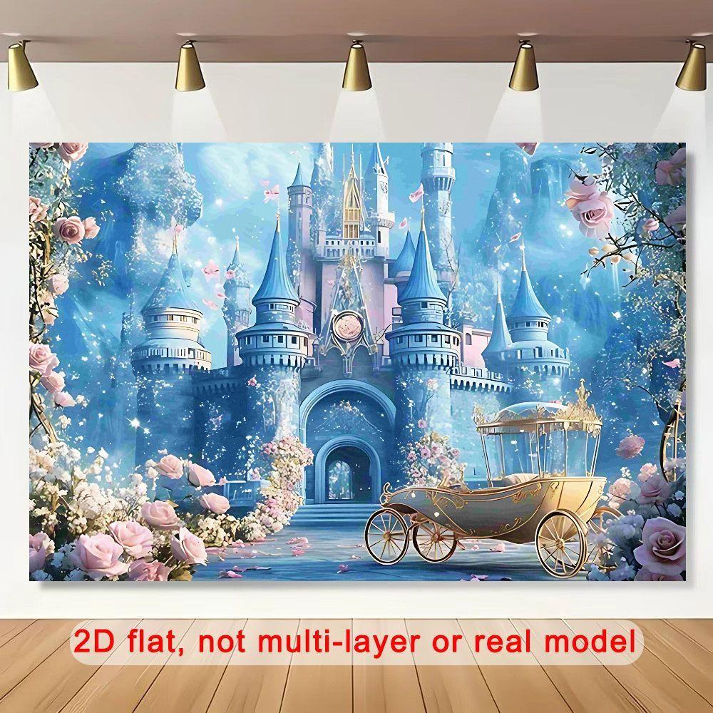 Two-dimensional flat banner 1 piece of magic castle background fabric suitable for birthday parties and weddings