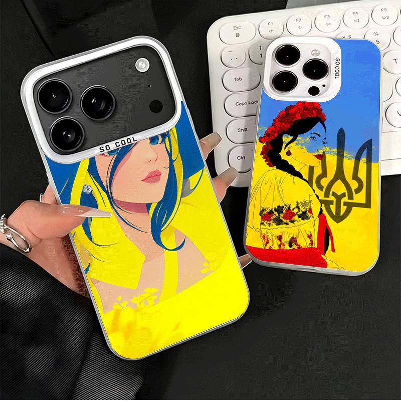 Blue Yellow Ukrainian Girl Soft Phone Case for iPhone 15 16 17 Pro Max 17Air 16E 14 Plus 13 12 Mini Shockproof Cover Back Shell