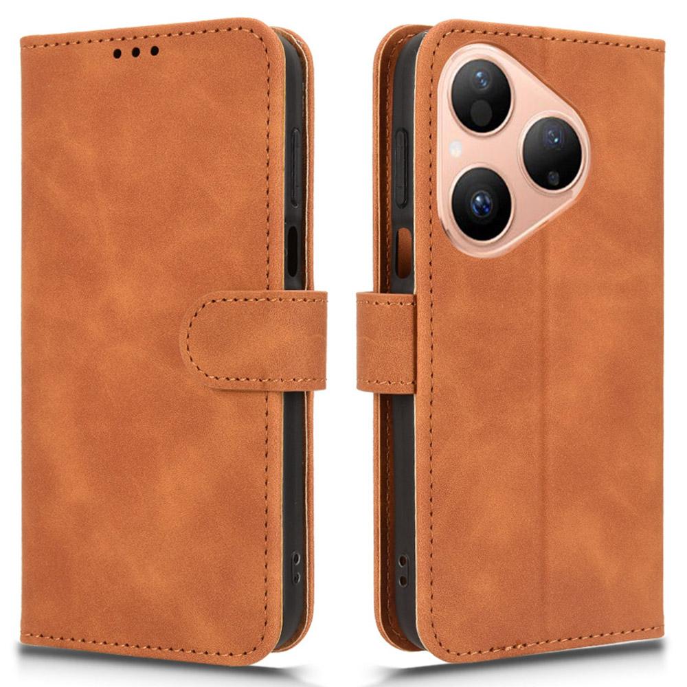 

Для Huawei Pura 80 Кожаный чехол с эффектом кожи Противоударный Чехол-книжка с кошельком Brown