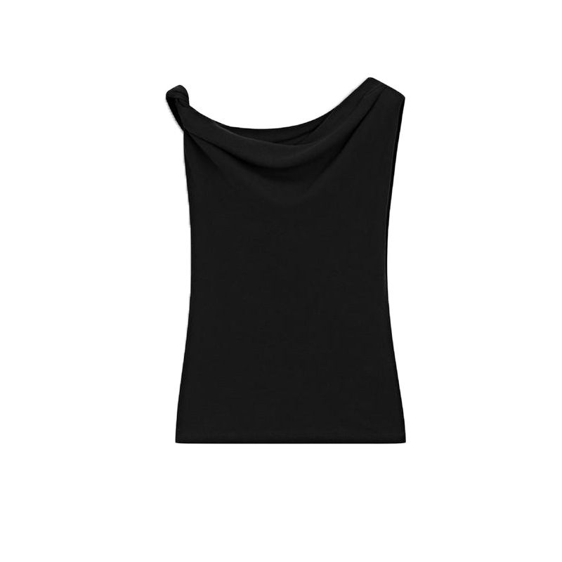 Summer New Arrival Women's Clothing Stylish Normcore Cotton Silm Ruched One-Shoulder Cold-Shoulder T-shirt Tops 6891109