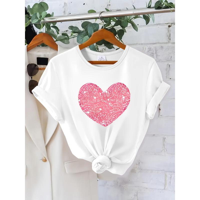 

European sizes LOVE American Trend Print Round Neck Short Sleeve Women s Spring/Summer Fit Versatile New T-Shirt Wilderness S белый