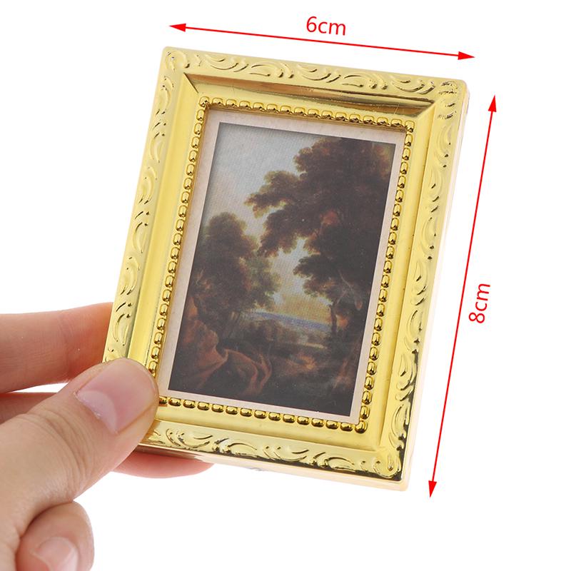Dollhouse Miniature 1:12 Mini Decorative Accessories Antique Frame Oil Painting
