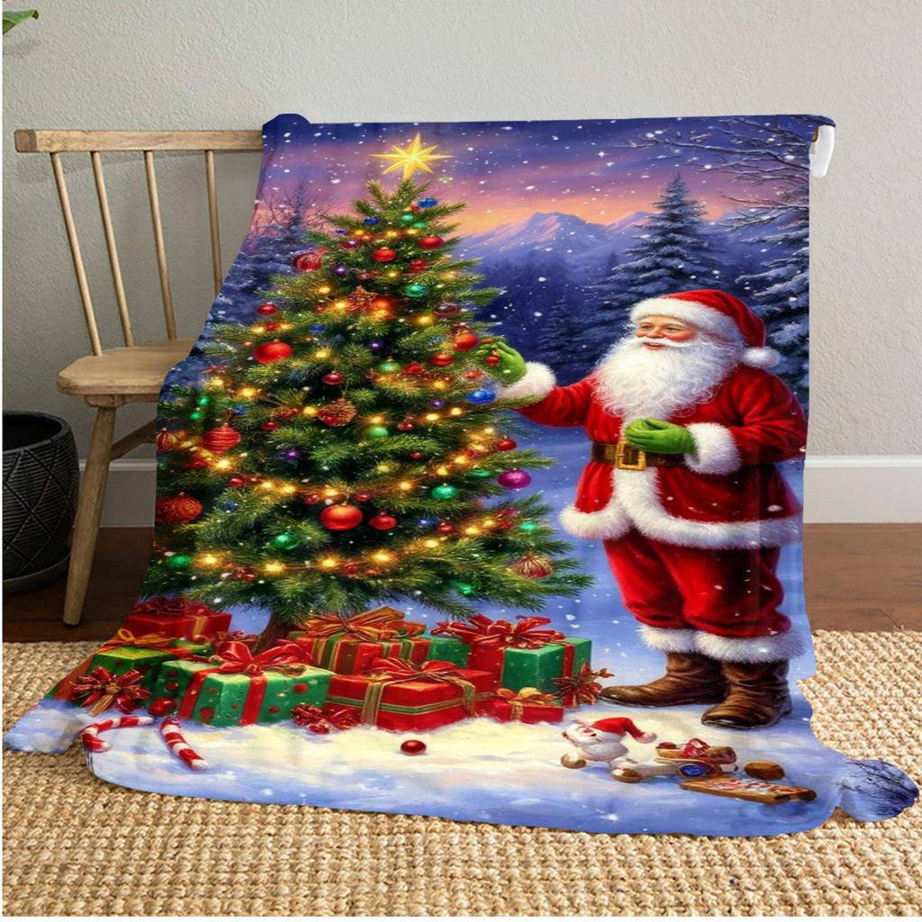 Christmas Plush Blanket Soft Comfortable All Seasons Perfect Sofa Office Naps Outdoor Travel Makes Great Gift