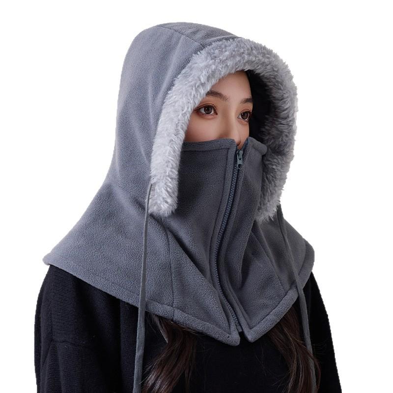 Winter cycling windproof Lei Feng hat cold warm hat women's scarf integrated pullover hat simple head hat