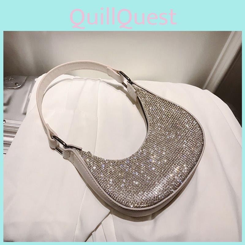 Chic Gender Neutral Rhinestone Accent Single Shoulder Crossbody Bag For Daily Use