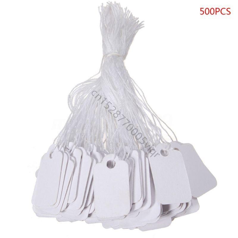 500 Pcs Display Tags with Hanging String Mini Writable Blank Label Display Tags for Jewelry Store Price Marking Ornament AXYD