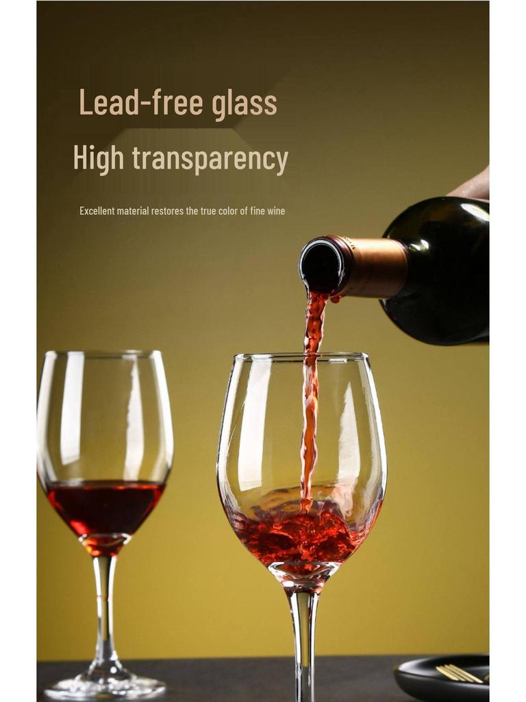 Set of 6 Tall Stem Red Wine Glasses - Elegant Light Luxury for Home Use, Champagne and Brandy Glasses, Creative Design