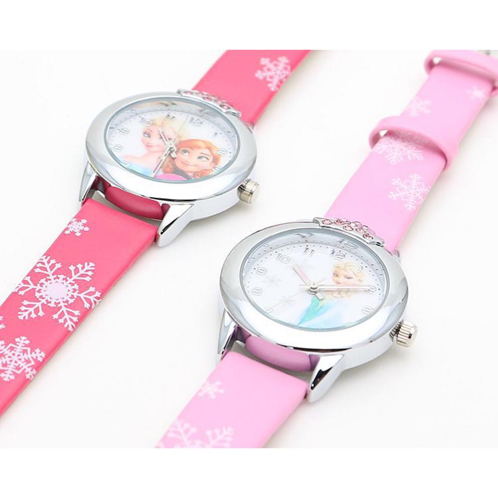 Children Cartoon Quartz Watch With Pu Band Cute Frozen Princess Waterproof Wrist Watch For 3-6 Years Old Kids