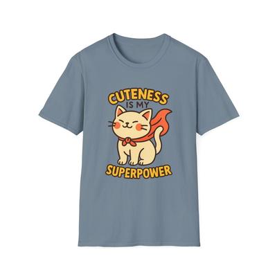 Unisex Softstyle T-Shirt Superheld Kätzchen Niedlich Lustig Comic Stil Grafik