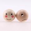 100pcs Natural Wood Beads Round Ball Spacer Smiling Face Doll Head Bead DIY Jewelry Making Supplies Bracelet Necklace