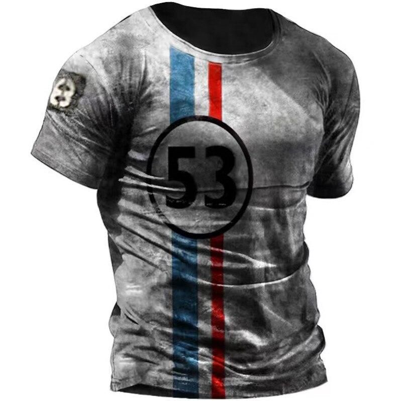 Vintage Motorcycle T Shirt For Men 3d Print Mobil Short Sleeve T-shirts Retro Men's Racing T-shirt Oversized Biker Tees Tops 66
