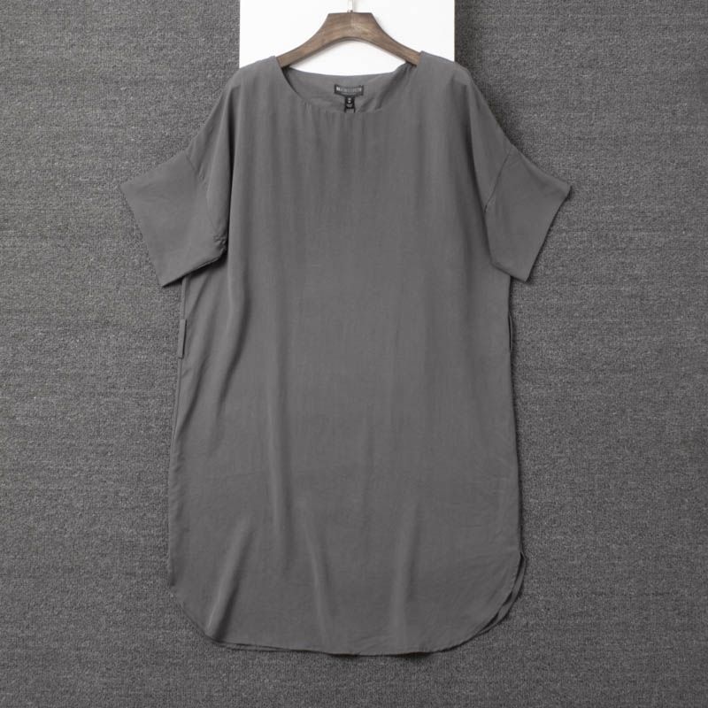 

Export Single Summer Women s Lyocell Fiber Dark Gray Dress Drop-Shoulder Sleeve round Neck Plus Size Loose Figure Flattering Skirt Dark gray Straight-leg Loosen Skirt-MAN 36