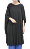 Plus Size Wide Solid Ethnic [JANJAM] Women's Dress, Mid-Length, 5/8 Sleeve, Color, Oversized, Style, 100% Cotton, Black, M-4L