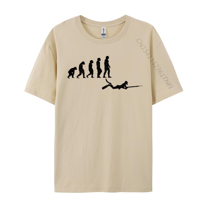 Spear Fishing Evolution Spearfishing Funny Fisherman Cheap Soccer Heartbeat Normal T-Shirt Adult Tops Shirts Normal Tee-Shirt