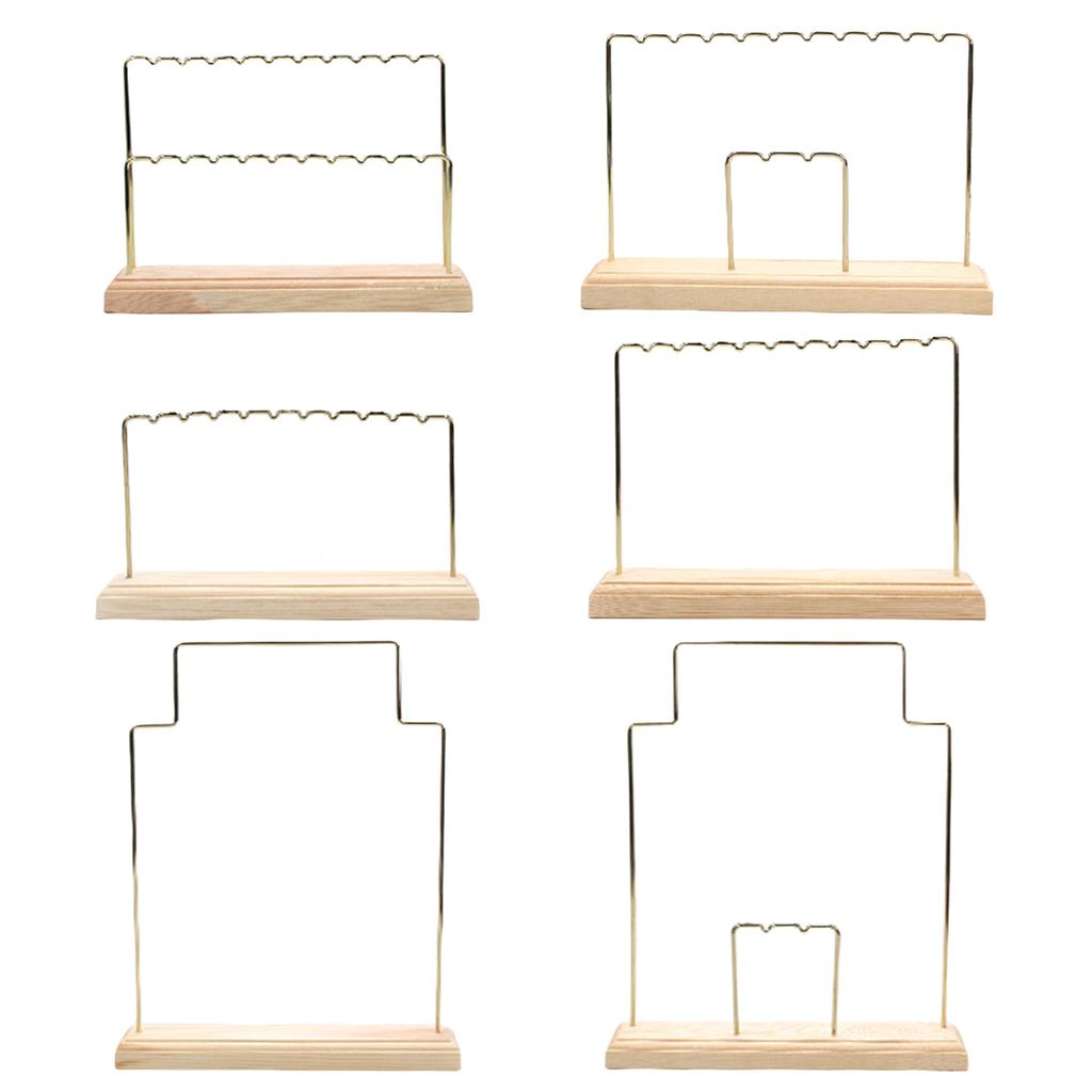 Functional Metal Jewelry Holder Durable Metal Jewelry Stand with Wood Base Holder for Store Counter Display