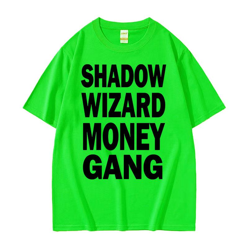 Joeyy Schattenzauberer Geld Gang Buchstaben Druck T-Shirts Lustiges Y2K Meme T-Shirt Herren Damen Harajuku Hip Hop Übergroßes Street T-Shirt