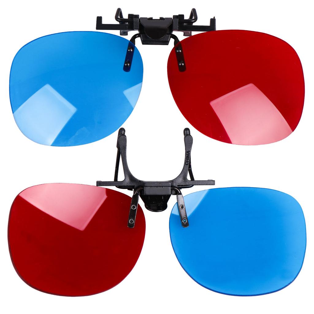 Klipsli 3D Gözlük Kırmızı Mavi 3D Gözlük 3D Film Oyun Gözlükleri Anti-Polarizasyon