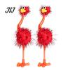 Cute Desk Decoration Pens Cartoon Ostrich Plastic Ballpoint Pens, Funny Freestanding Pen, 0.5mm Pen Tip, Plush Fluffy Ball Furry Writing for Students