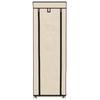 Shoe Cabinet with Cover Cream White 57 X 29 X 162 Cm Fabric