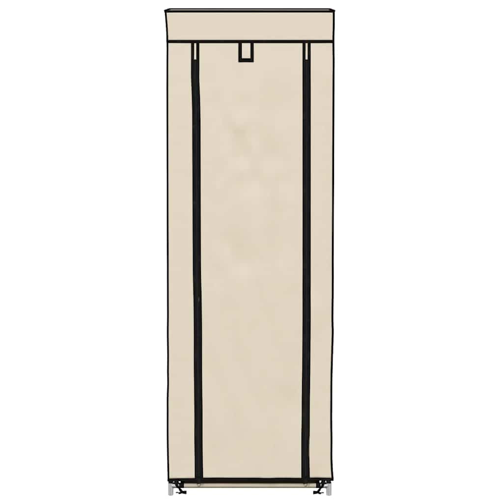 Shoe Cabinet with Cover Cream White 57 X 29 X 162 Cm Fabric