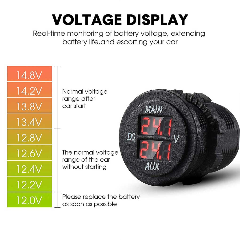 Car Voltage Test Meter Waterproof Digital Voltmeter Temperature Voltmeters Wear-resistant Volt Meters Gauge