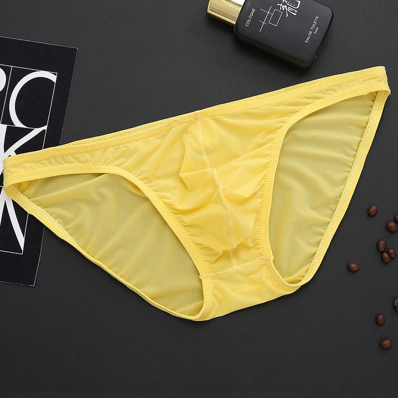 Men's Sexy Transparent Nylon Ice Silk Low Waist Briefs
