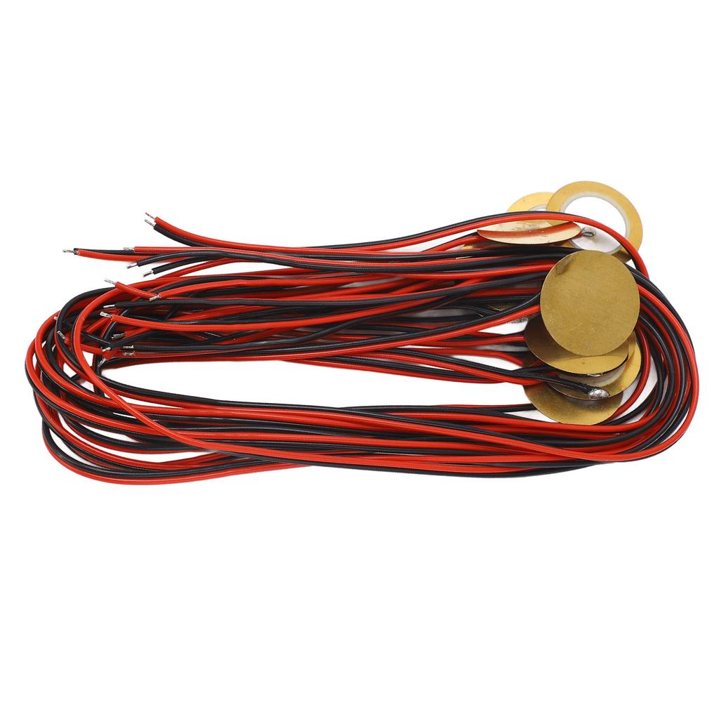 12PCS 27mm Piezo Discs with Wire Brass Piezoelectric Disk Piezo Pickup Transducer for Acoustic Guitar Drum Trigger
