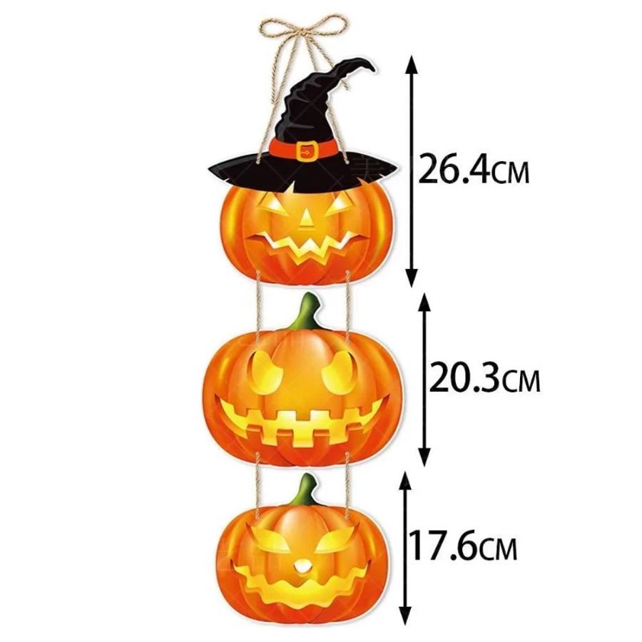 New Halloween Pumpkin Hanging Sign Spooky Witch Bat Pattern Trick Or Treat Banners Front Door Ornament Holiday Party Wall Decor