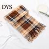 Imitation Cashmere Feel Scarf 10Pcs Men Women Plaid Print Tassel Trim Double Warm Winter Sided Velvet Long Contrast Color Thermal