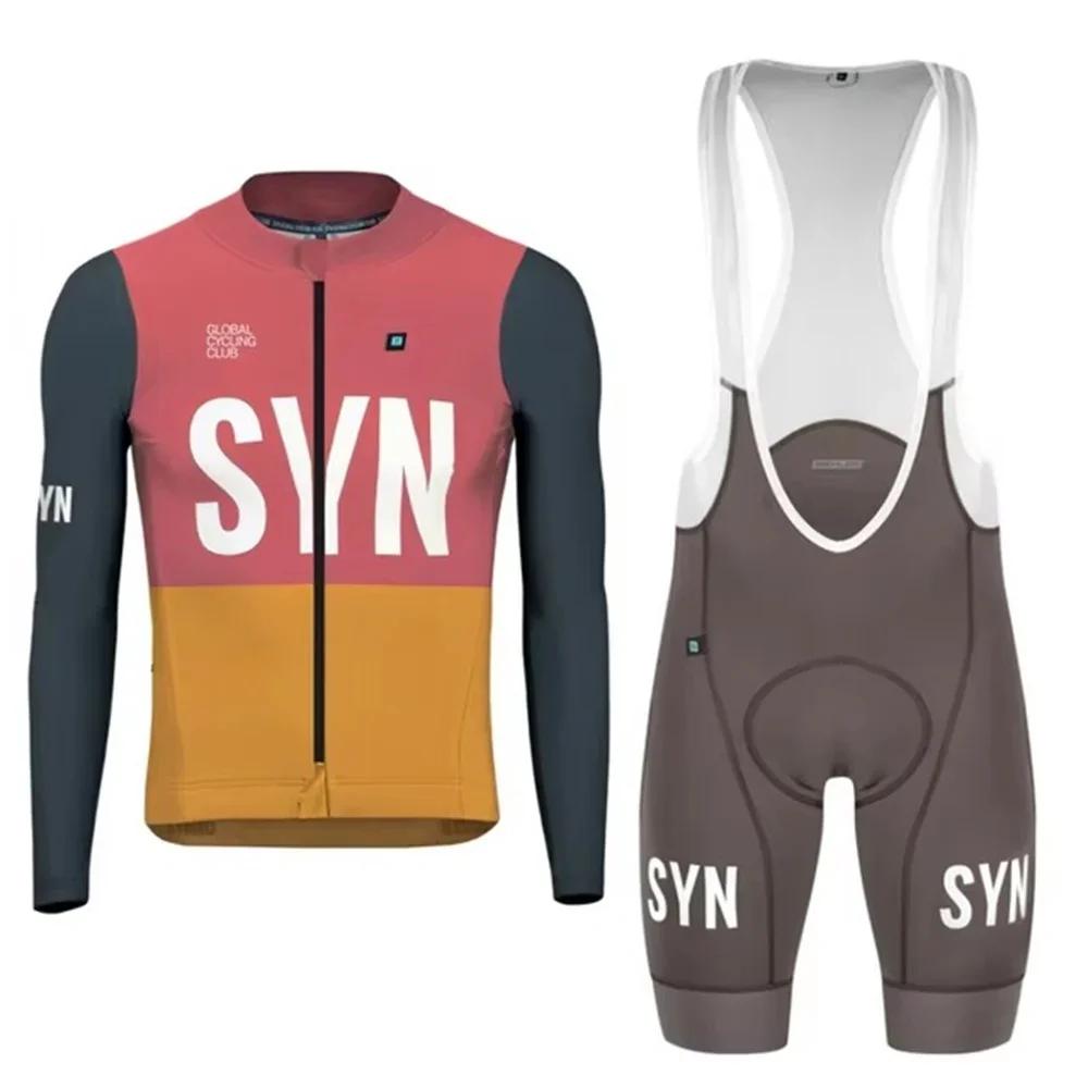 

2026 Mtb Bright Color Value SYN Men s Long Sleeve Cycling Kits Spring Summer Outdoor Road Cycling Suit Bib Shorts and Top Collection S