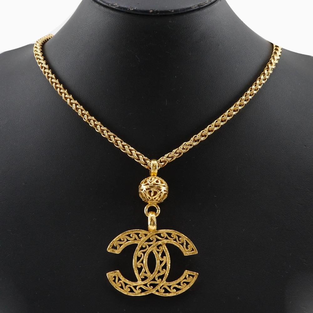 Chanel COCO Mark Necklace Vintage Plated Gold 84.6g Women Used