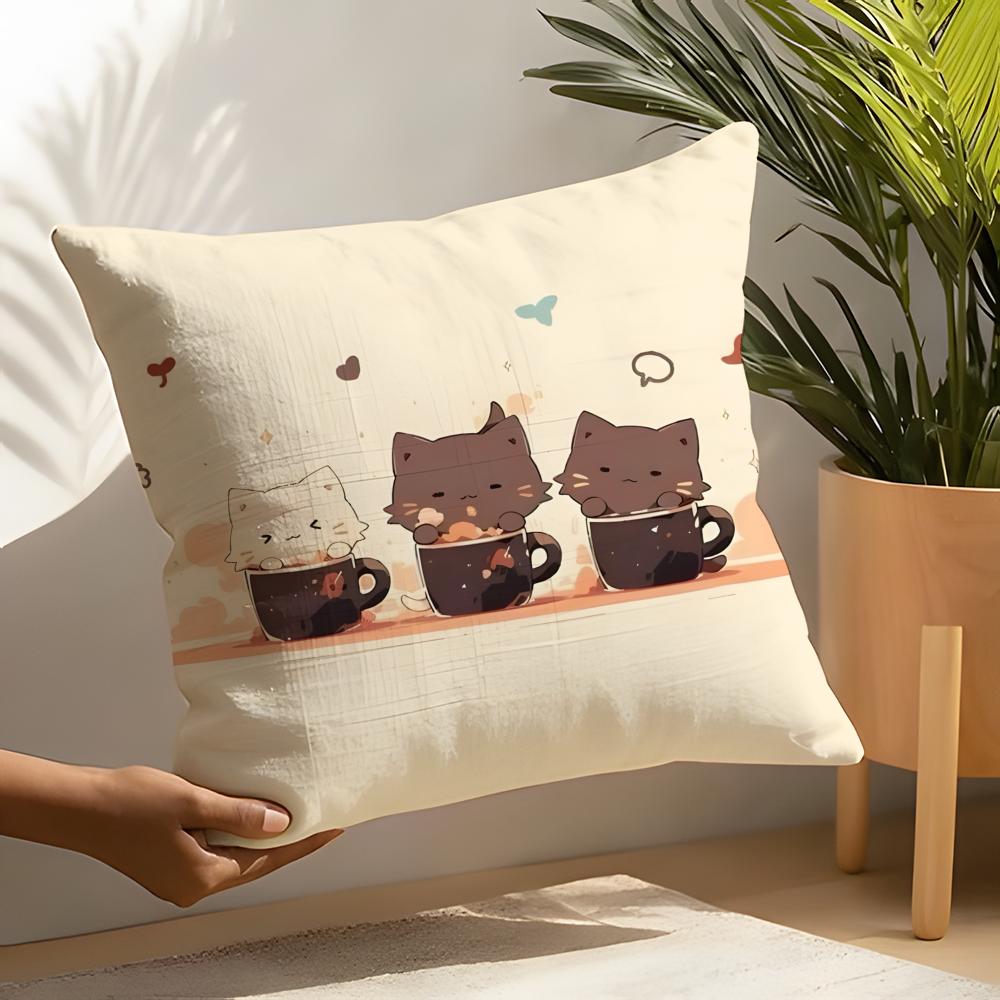 Pillow Case Linen Cushion Covers For Decorative Sofa Home Pillows Case Car Chair Pillows Cases Love Cats Home Decor Pictures