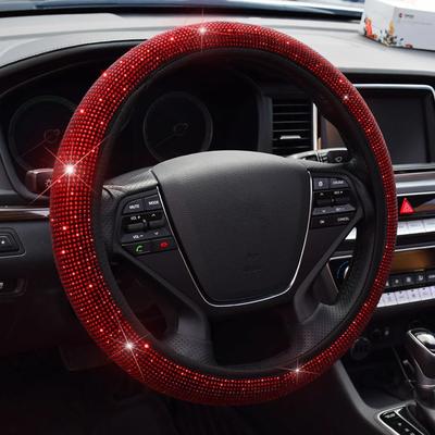 38cm Universele Auto SUV Ademend Anti-Slip Bling Strass Stuurhoes voor Vrouwen Meisje met Kristallen Diamant Glitterend
