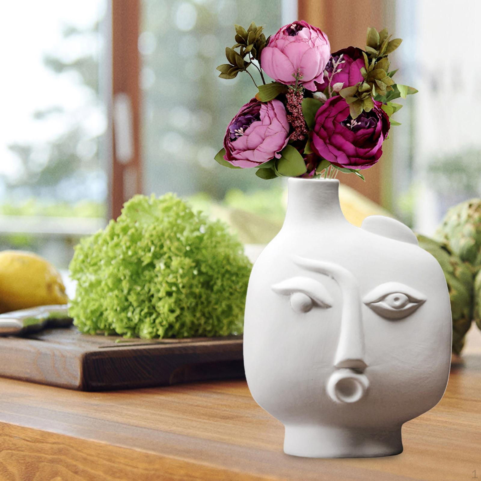 

Абстрактная керамика Статуя Ваза для цветов Шикарный бюст Кашпо Скандинавская композиция для вечеринки в комнате 12.5x16.5x7.5cm