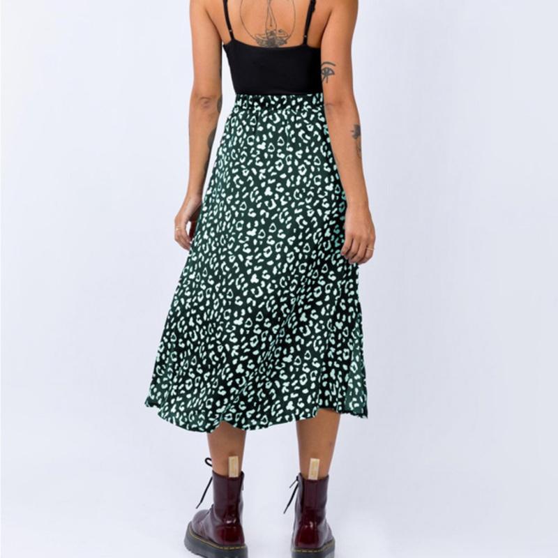 Sexy Leopard Print Split Skirt Casual Fashion Long Skirts for Women Spring Summer Elegant Female Skirt