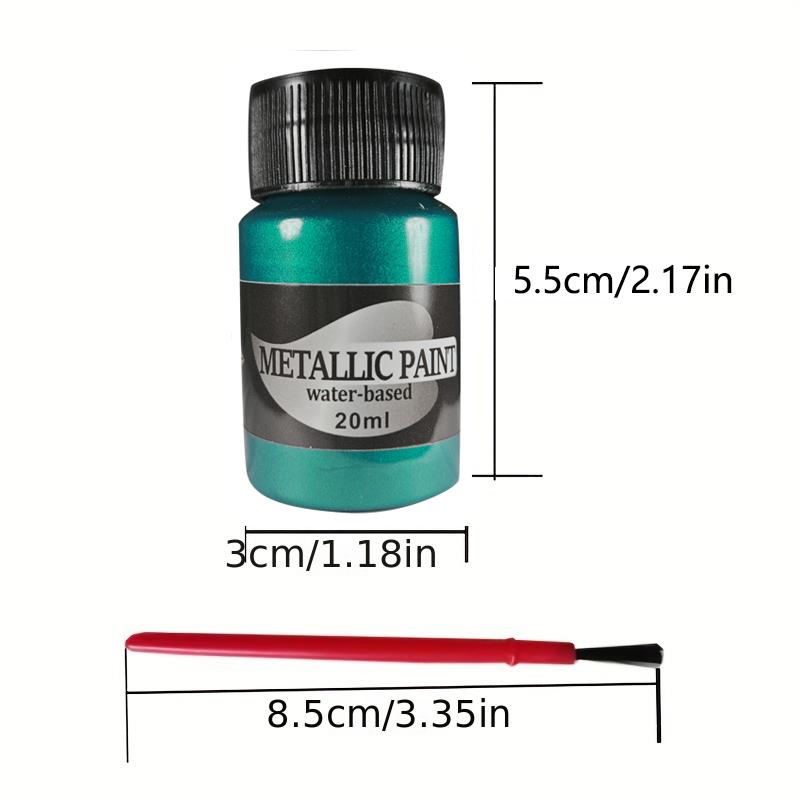 9 Bottles 20ml Multi-tones Metallic Acrylic Paint Set Paint Brushes Gloss Waterbased Pigment DIY Craft Stone Art Ornament