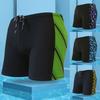 Men Trunks Print Contrast Color Quick-drying Slim Fit Swimming Shorts for Surfing