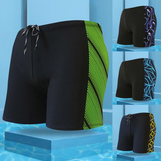 Men Trunks Print Contrast Color Quick-drying Slim Fit Swimming Shorts for Surfing