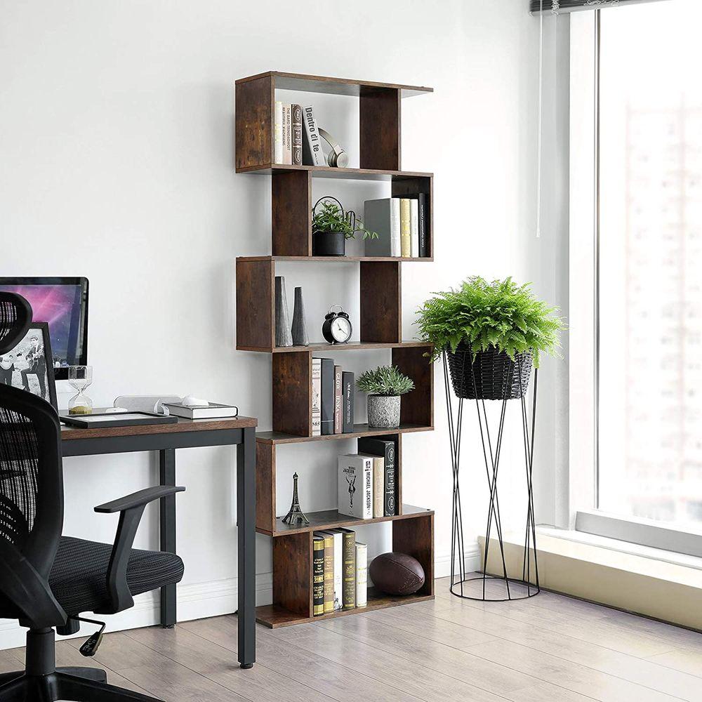 Freestanding bookcase 190.5cm Bookcase Standing shelf for presentation brown