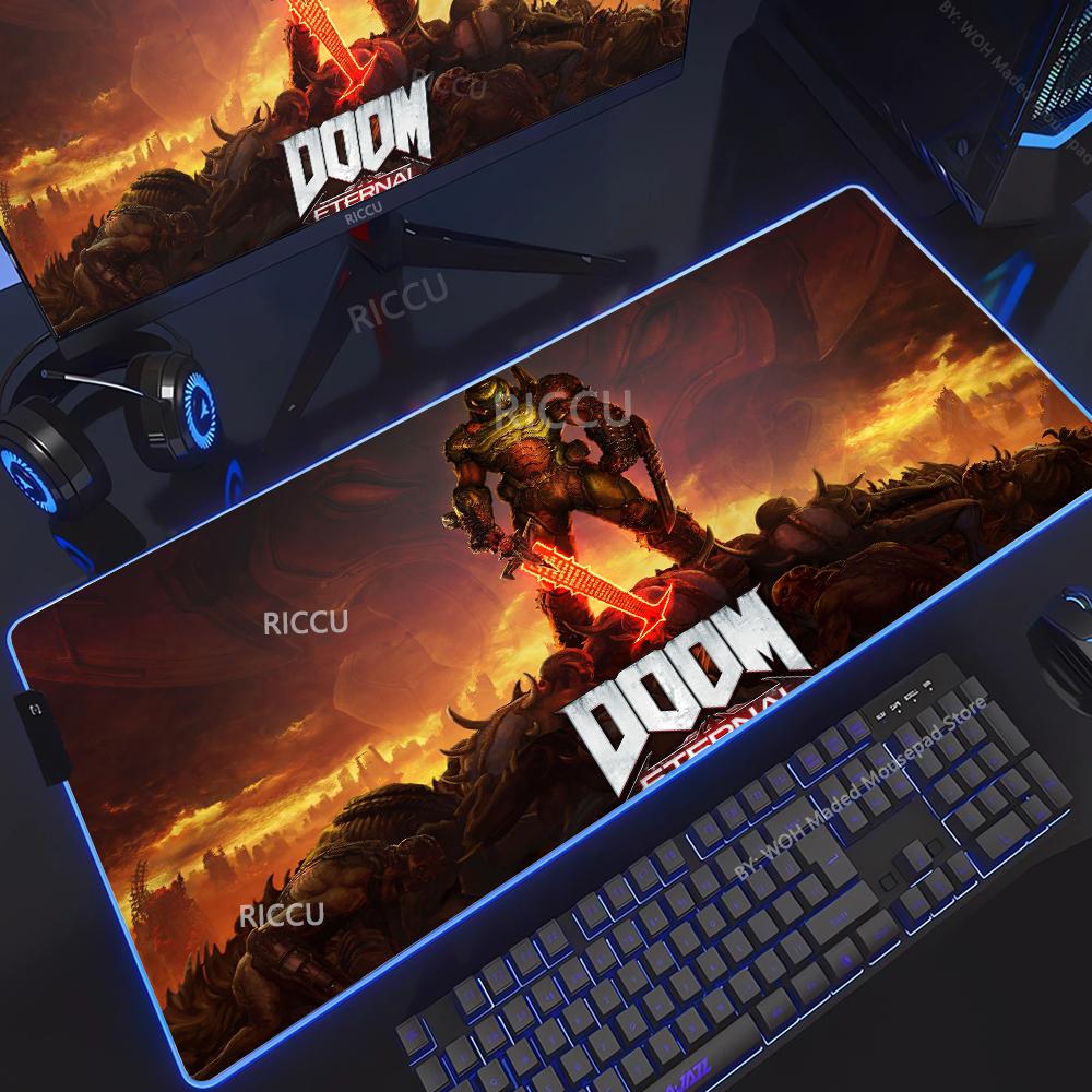 Spiel D-DOOM E-Eternal Mauspads RGB Leuchtend Große Tischunterlage Verschlüsselt Anti-Rutsch Super Großes Gaming-Mauspad Erweiterte Spielmatte