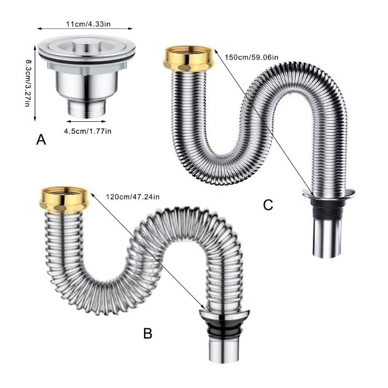 Sistema di scarico per lavello da cucina senza odori con elevata efficienza di flusso Tubo di scarico per lavello robusto Accessorio per uso domestico