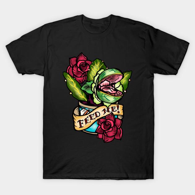 Men Black Print T-shirt Feed Me! No-Cut Transfer Paper Print Cotton Tshirt S чёрный