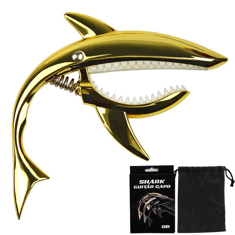 Shark Capo: Zinc Alloy Transposition Capo for Folk Guitar with Flannel Bag Packaging.