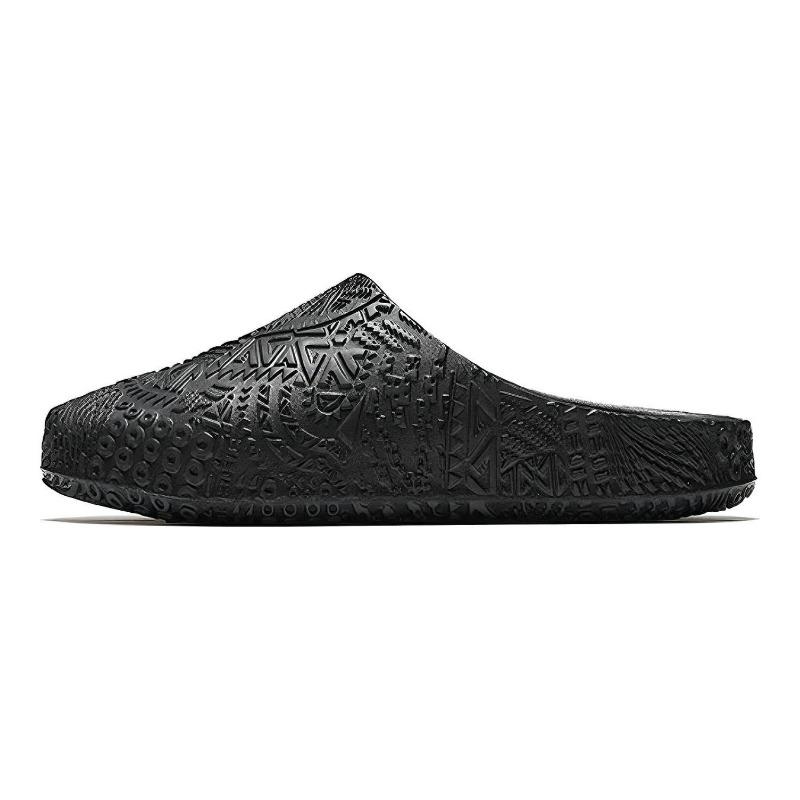 Anta Totem HELA SLIDE men s toe-covering slides black, Kyrie Irving tribal print odor-resistant comfortable 112531801-2 39