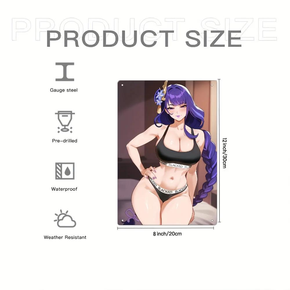 Anime Beauty Themed Aluminum Sign, 1 Pcs Wall Hanging. Decorates Home, Bedroom, Bar, Pre-Drilled, Resistant To Weather Woes.